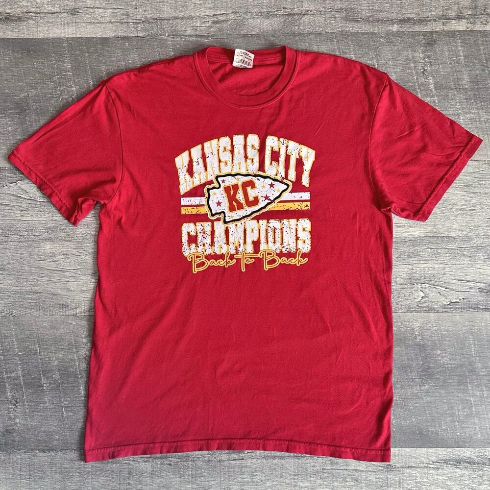 NFL Kansas City Chiefs Red Short Sleeve Graphic T Shirt Mens L Cotton Football